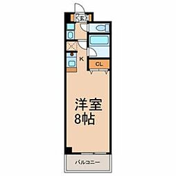 ペリエ市川I 5階ワンルームの間取り