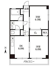 綾瀬リージェントマンション 2DKの間取図画像