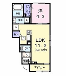 ヴィラソフィア 1LDKの間取図画像