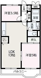 針ヶ谷弥生台マンション 3階3LDKの間取り