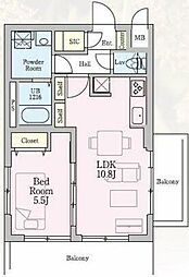 LeFenouil 1LDKの間取図画像