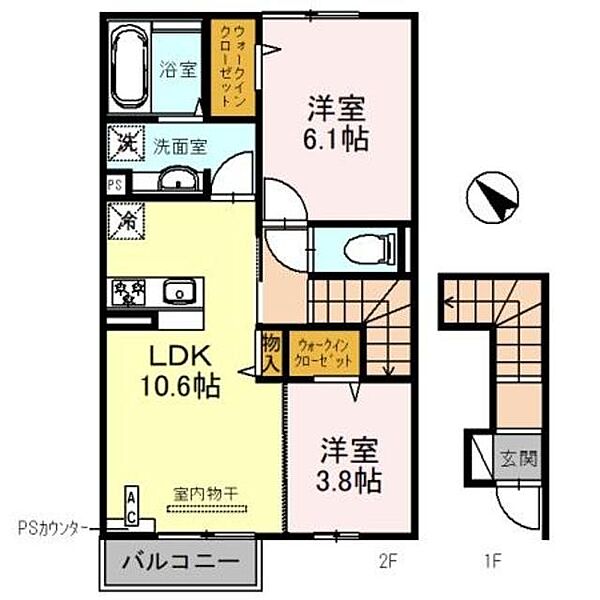 兵庫県神戸市北区北五葉６丁目(賃貸アパート2LDK・2階・54.61㎡)の写真 その2