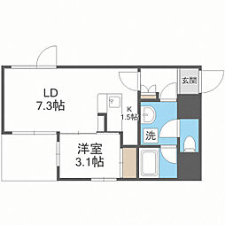 リアンシエルブルー香椎宮前 1LDKの間取図画像