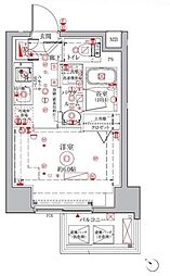 クレイシアIDZ横浜桜木町 1Kの間取図画像