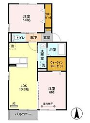 プリウス大曽根C 2LDKの間取図画像