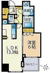 大崎ウエストシティタワーズE棟 1LDKの間取図画像