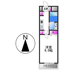 インパレス小阪 2階1Kの間取り