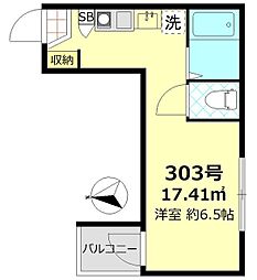 グラシア蒲田本町 ワンルームの間取図画像