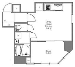 第31宮庭マンション 2階1LDKの間取り
