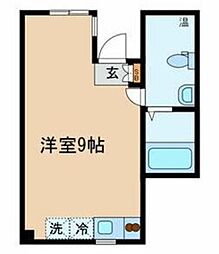 アルターナ上原 1階ワンルームの間取り