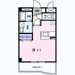 南海線 羽倉崎駅 徒歩7分の賃貸マンション 3階ワンルームの間取り