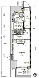 ARKMARK蔵前 ワンルームの間取図画像