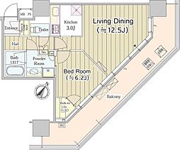 JR総武線 東中野駅 徒歩1分の賃貸マンション 5階1LDKの間取り