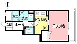 メゾンカルム 1階1Kの間取り