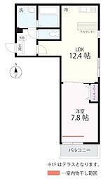 ハーミットクラブハウストゥギャザー長津田 1階1LDKの間取り