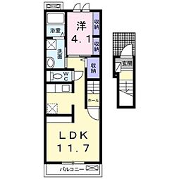 ウッド・ヴィレッジ 1LDKの間取図画像