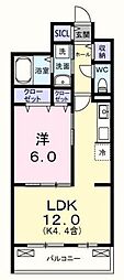 キー ウェスト 1LDKの間取図画像