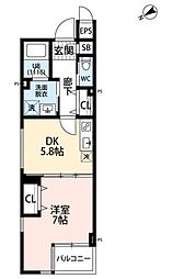 プレール・ドゥーク成増2 1DKの間取図画像