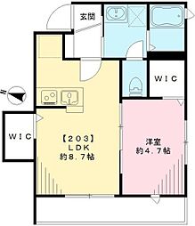 リナーシェ早宮 2階1LDKの間取り