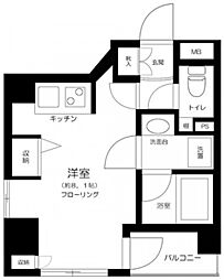 インシティ浜松町 4階ワンルームの間取り