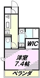 クレイドル 2階1Kの間取り