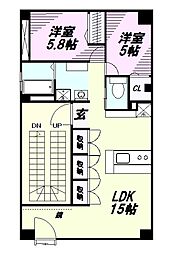 森村ビル 4階2LDKの間取り