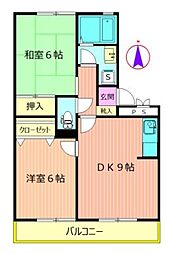 ルミエール弐番館 2LDKの間取図画像