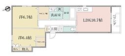ヘーベルvillage東中野 2LDKの間取図画像
