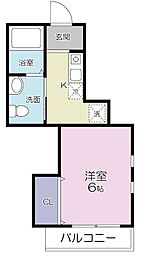 コートドール上大岡 2階1Kの間取り