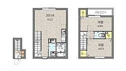ミハス新宿富久町 2階2DKの間取り