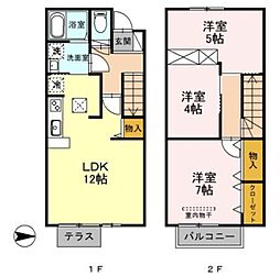 クレールシマダ 1階3LDKの間取り