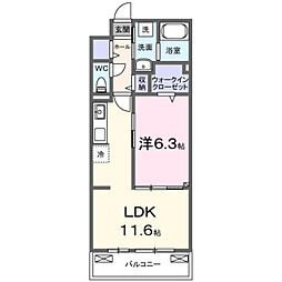 さいたま市桜区道場2丁目アパート 1LDKの間取図画像