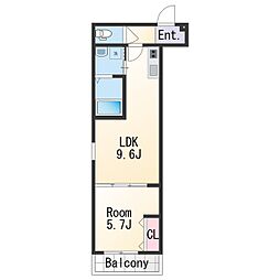 フジパレス市駅東ウエスト 3階1LDKの間取り
