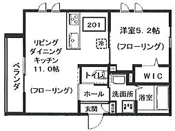 メゾンブラッシュ代々木上原 1LDKの間取図画像