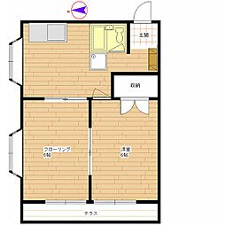 サンライフ橘 2DKの間取図画像