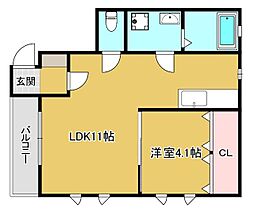 プレミアージュ野芥 1階1LDKの間取り