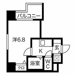 スパシエグラフィカレジデンス 1Kの間取図画像