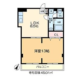 コートスプルース 1LDKの間取図画像