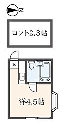 ライフピアキャッツ 2階ワンルームの間取り