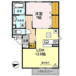 JR片町線(学研都市線) 徳庵駅 徒歩7分の賃貸アパート 2階1LDKの間取り