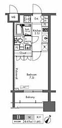 プラウドフラット三軒茶屋 1Kの間取図画像