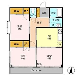 ブライトシャイン 3DKの間取図画像
