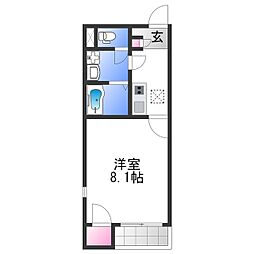レオネクスト杉 2階1Kの間取り