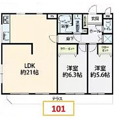 アーバン井草 1階2LDKの間取り