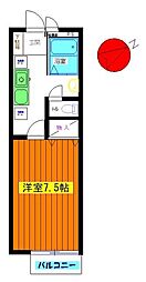 多摩都市モノレール 大塚・帝京大学駅 徒歩9分の賃貸アパート 1階1Kの間取り