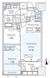 パークコートザ・三番町ハウス 3階2LDKの間取り