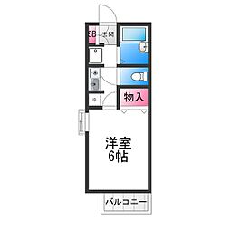 ベルピエス 1Kの間取図画像