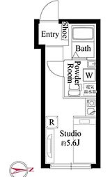 トネリパークフロント1 4階ワンルームの間取り
