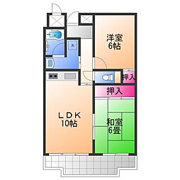 ライオンズマンション泉南樽井第2 1階2LDKの間取り