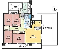 JR横浜線 淵野辺駅 徒歩15分の賃貸マンション 6階4LDKの間取り